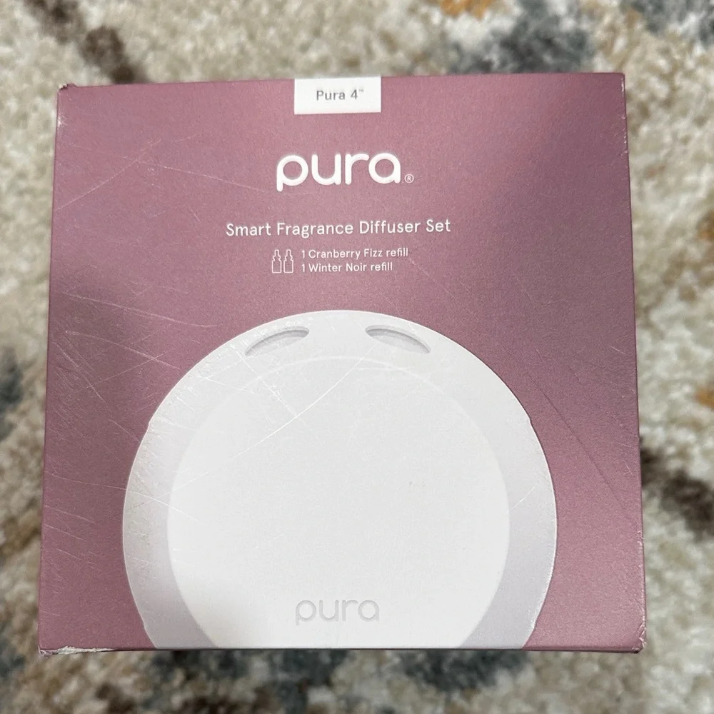 PURA 4 Smart Fragrance Diffuser with Cranberry Fizz & Winter Noir Refills NEW
